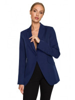 M701 Single button blazer with asymmetrical pockets - navy blue