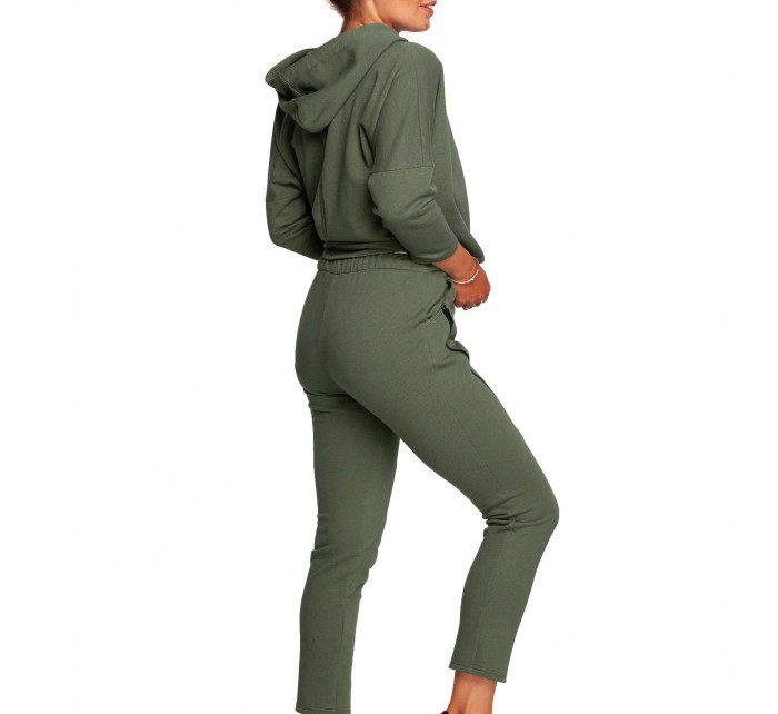 pletené kalhoty s ozdobnými zipy khaki barva model 18004363 - BeWear