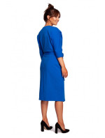 B241 Zavinovacie šaty s opaskom na zaviazanie - kráľovská modrá