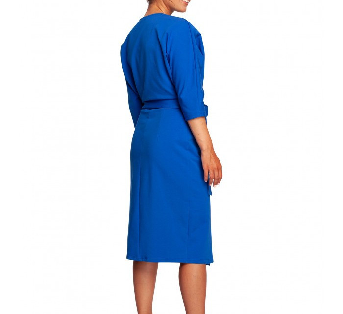 B241 Zavinovacie šaty s opaskom na zaviazanie - kráľovská modrá