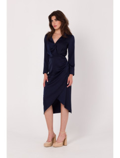 K172 Sheath dress with a wrap detail - navy blue
