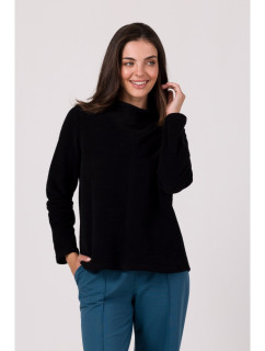 B268 Pullover top with high neck - black
