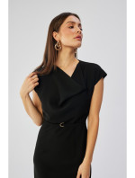 Asymetrické šaty s kapucí černé model 19647366 - STYLOVE