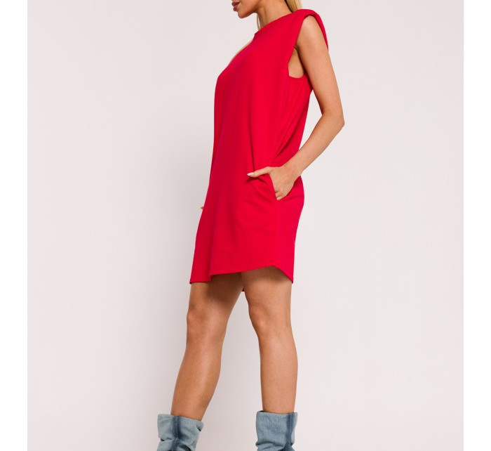 Mini šaty s na ramenou červené model 19660938 - Moe