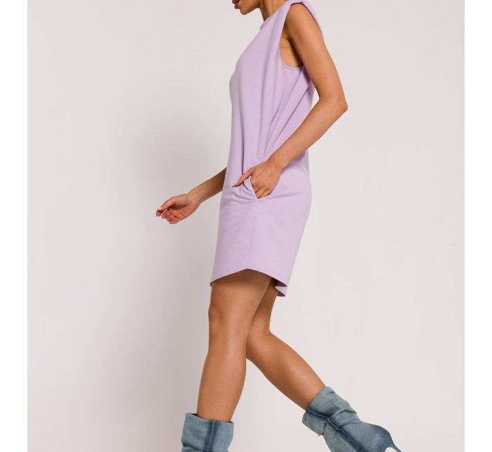 Mini šaty s na ramenou fialové model 19660944 - Moe