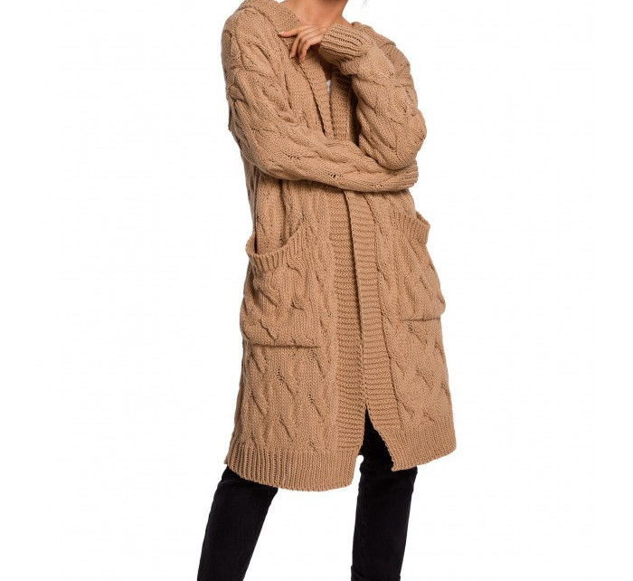 Pletený svetr s kapucí ecru model 15100647 - BeWear