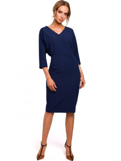 model 18002219 Šaty s netopýřími rukávy tmavě modré - Moe