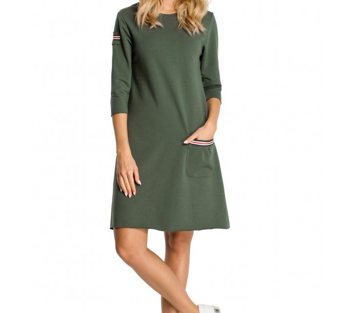 Trapézové šaty s pruhy  zelené model 15097066 - Moe