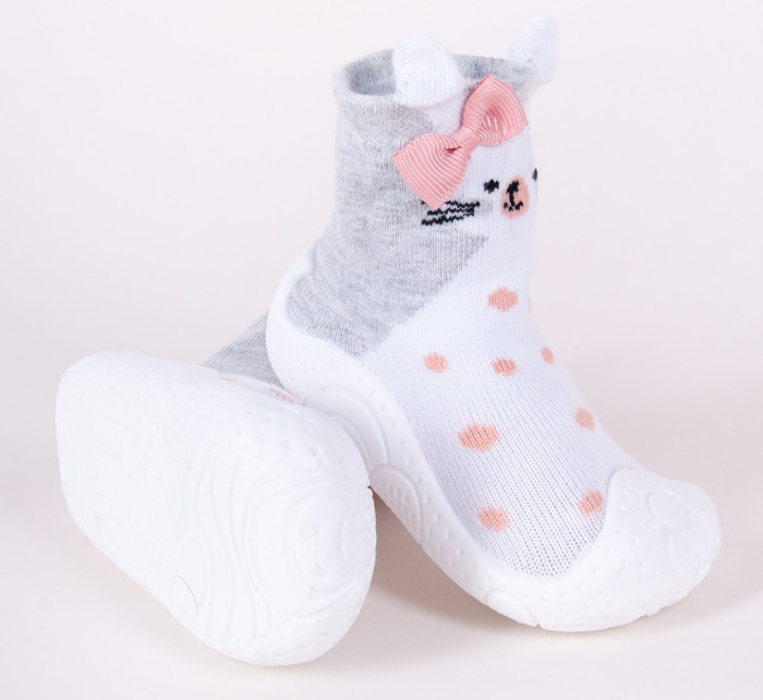 Yoclub Dětské dívčí protiskluzové ponožky s gumovou podrážkou OBO-0138G-AA0B White