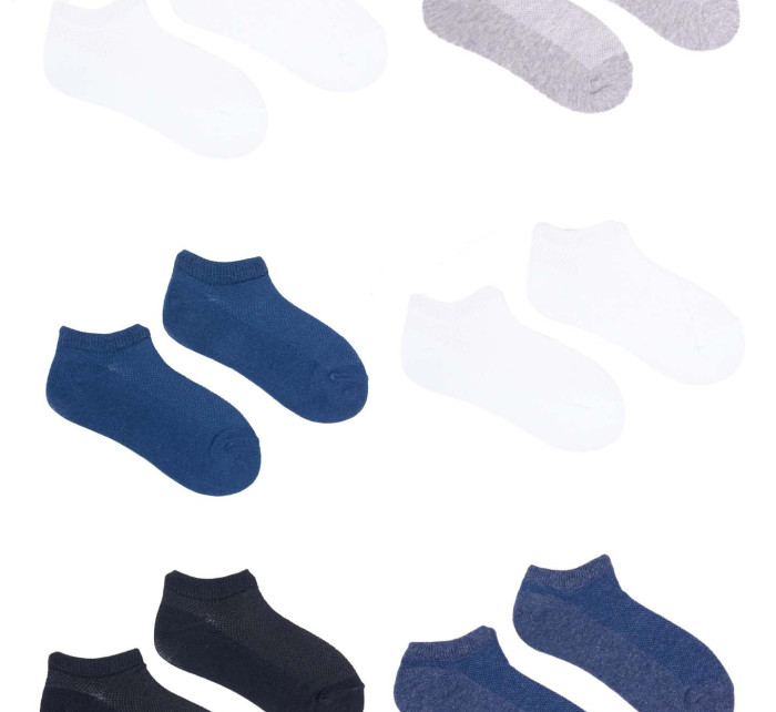 Yoclub Chlapčenské členkové tenké bavlnené ponožky Basic Plain Colours 6-pack SKS-0027C-0000-002 Multicolour