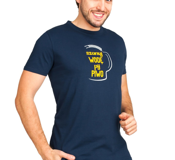 Yoclub Bavlněné tričko PKK-0108F-A110 Navy Blue