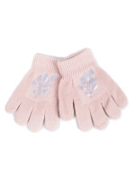 Dievčenské päťprsté rukavice Yoclub s reflexnými prvkami RED-0237G-AA50-007 Pink