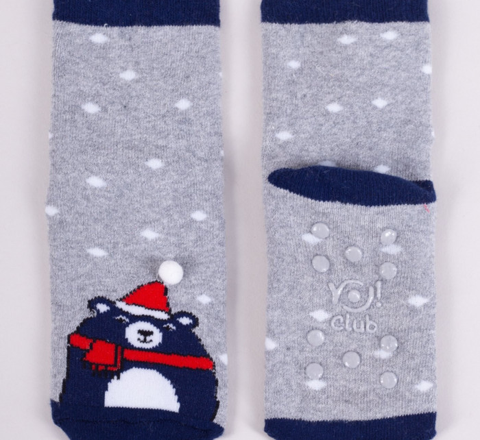 Yoclub Detské vianočné froté ponožky 3Pack SKF-X001U-AA0D-0002 Viacfarebné