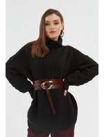 Monnari Jumpers & Cardigans Black Turtleneck With A Braided Weave Black