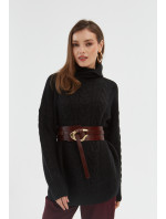 Monnari Jumpers & Cardigans Black Turtleneck With A Braided Weave Black
