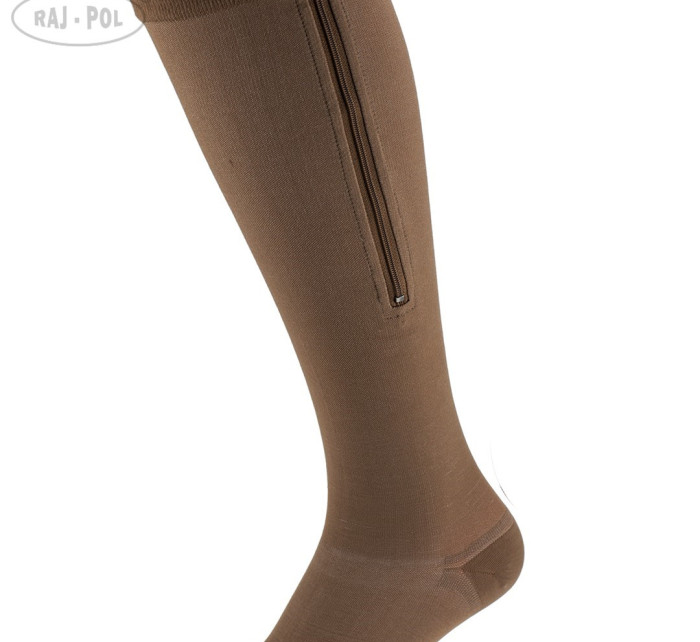 Raj-Pol Knee Socks With Zipper 1 Grade Dark Beige