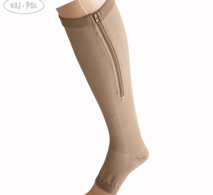 Raj-Pol Knee Socks With Zipper 2 Grade Light Beige