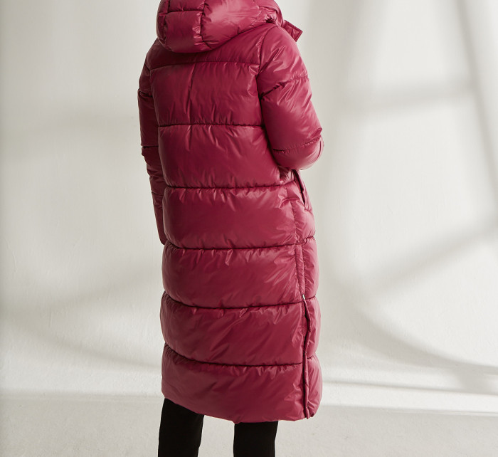 Monnari Bundy Dlouhý prošívaný kabát s kapucí Růžová