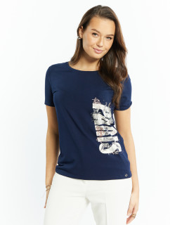 Monnari T-Shirts Viscose Knitted T-Shirt Navy Blue