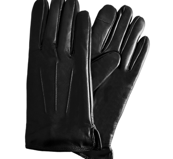 Dámské kožené antibakteriální rukavice model 16627243 Black - Semiline
