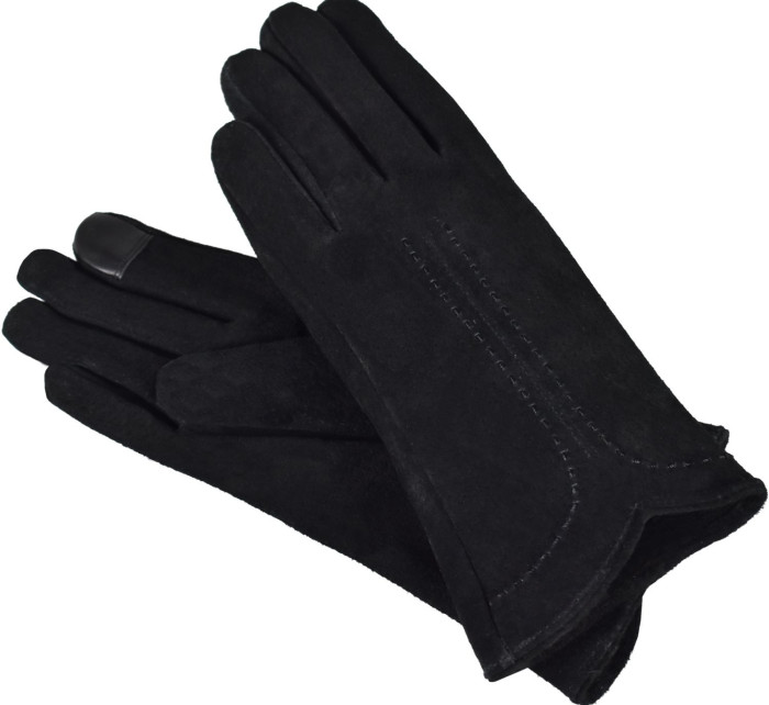 Dámské semišové antibakteriální rukavice model 16627282 Black - Semiline
