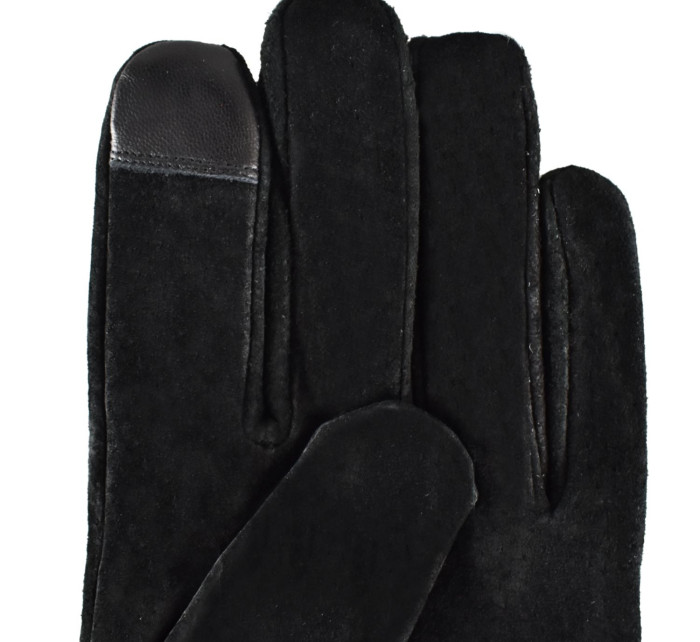 Semiline Pánské kožené antibakteriální rukavice P8218 Black