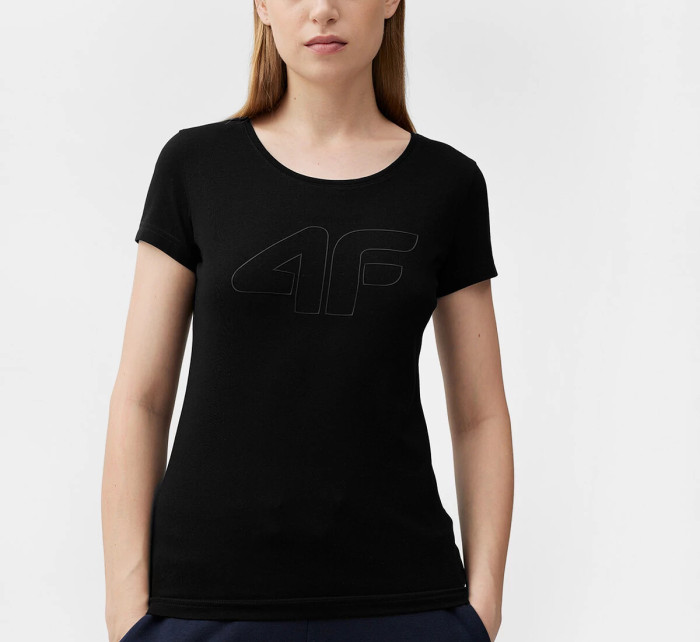 Dámské tričko s potiskem 4FSS23TTSHF583-20S černé - 4F