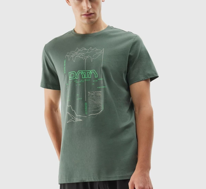 Pánské bavlněné tričko 4FAW23TTSHM0872-44S zelené - 4F