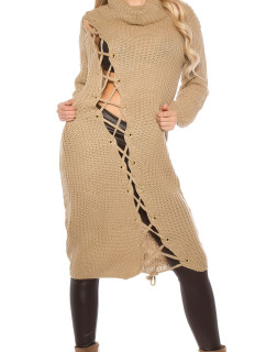 Trendy KouCla chunky knit dress with XL collar