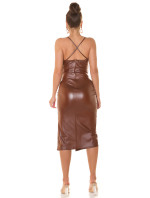 Sexy Koucla strap leatherlook Minidress with leg slit