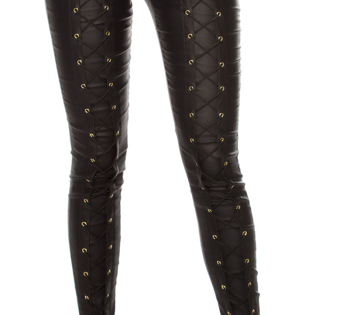 Sexy KouCla highw.leatherlook trousers with lacing